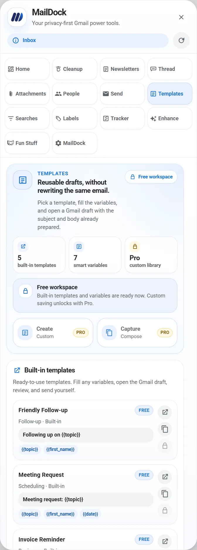 MailDock Templates screenshot